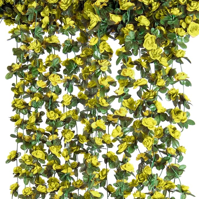 8Pcs x 8.2FT Artificial Flower Garland Rose Vine Decor, Hanging Faux Roses - Image 5