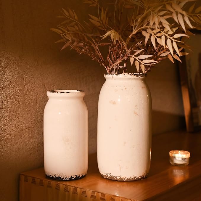 VICTOR & TERESA Rustic White Vase - Image 5