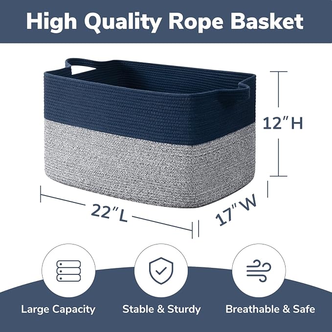 Goodpick 75L Extra Large Woven Blanket Basket, Clothes & Toys, Living Room & - Image 3