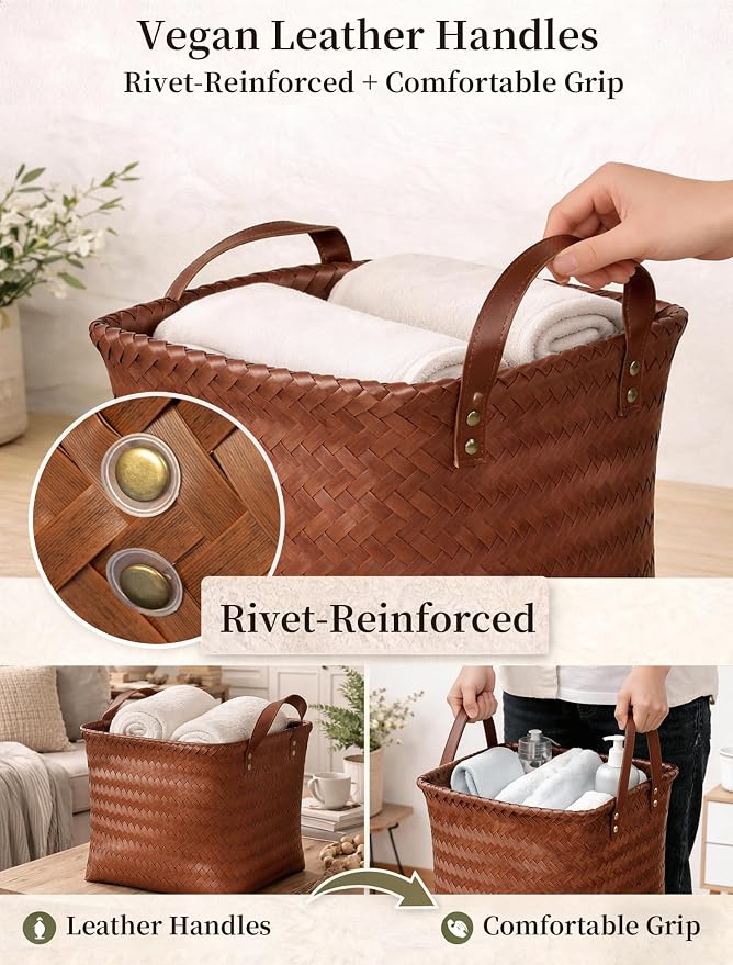 Wicker Storage Baskets, 4 Pack Woven Baskets - Image 6