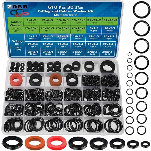 ZDBB 7 Size Water Hose Gasket and 20 Size O Ring Rubber Washer Assortment Kit by ZDBB