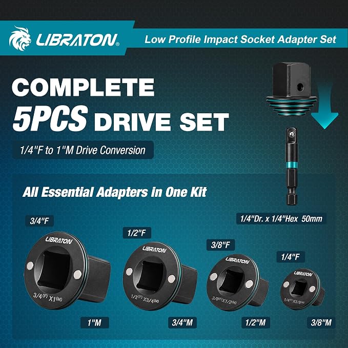 LIBRATON Low Profile Impact Socket Adapter Set - Image 2