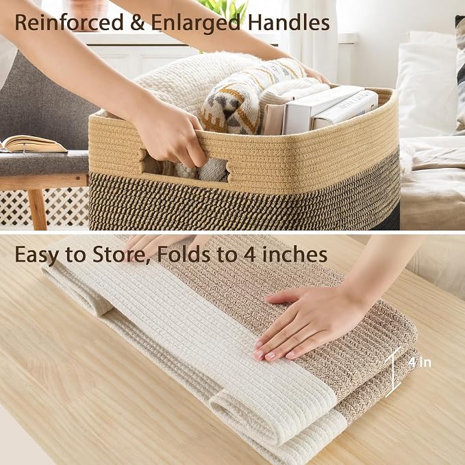 Optish 95L Large Woven Blanket Basket, Storage Basket - Image 5