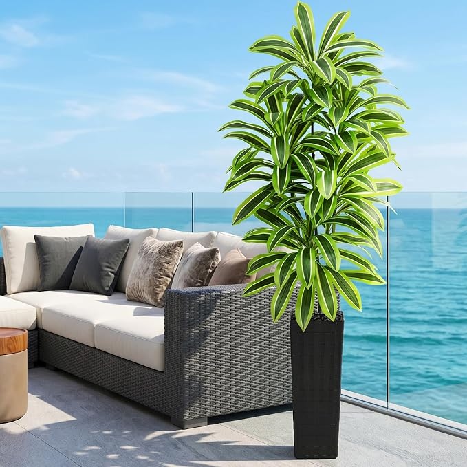 Artificial Yellow Dracaena Tree Indoor, 7FT Tall Fake Floor Plants - Image 2