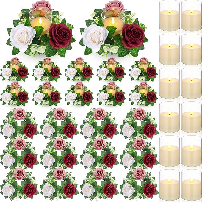 Yunlly 12 Pcs Rose Candle Rings by Yunlly