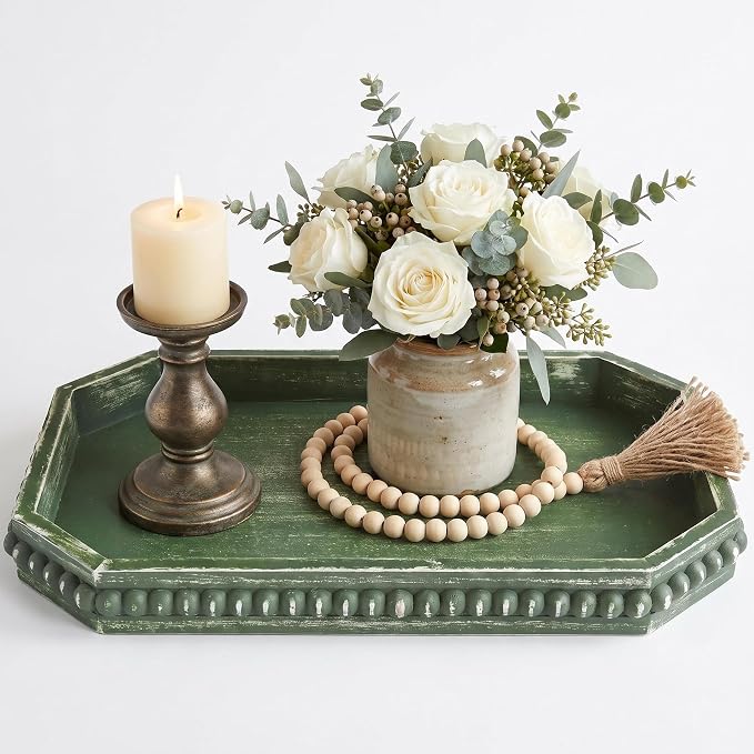 Hrastany Green Wood Decorative Tray, Coffee Table Tray by Hrastany