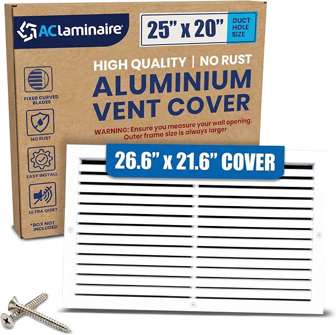 25x20 Aluminum Wall Ceiling Air Return Vent Cover HVAC Rustproof Grille by ACLAMINAIRE