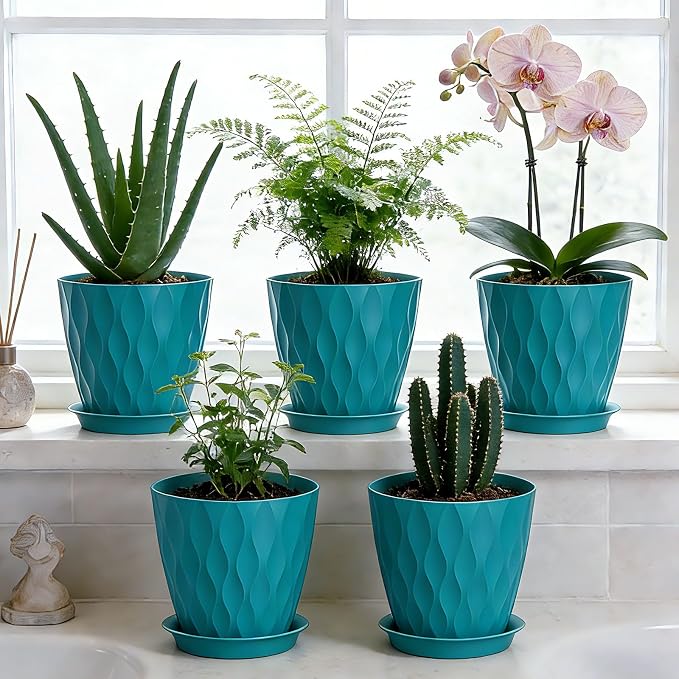 8 Inch Plastic Plant Pots, Planters - Image 7