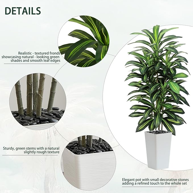 Artificial Dracaena Tree Indoor, 5FT Tall Fake Floor Plants - Image 4