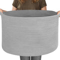 115L Super Large Gray Blanket Basket, 23.6"x15.7" Woven Cotton Rope Storage by MEGASKET