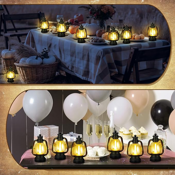 Ferraycle 24 Pcs Mini Lanterns 6 Inch Black Lamp Table Decor | Western Cowboy - Image 4