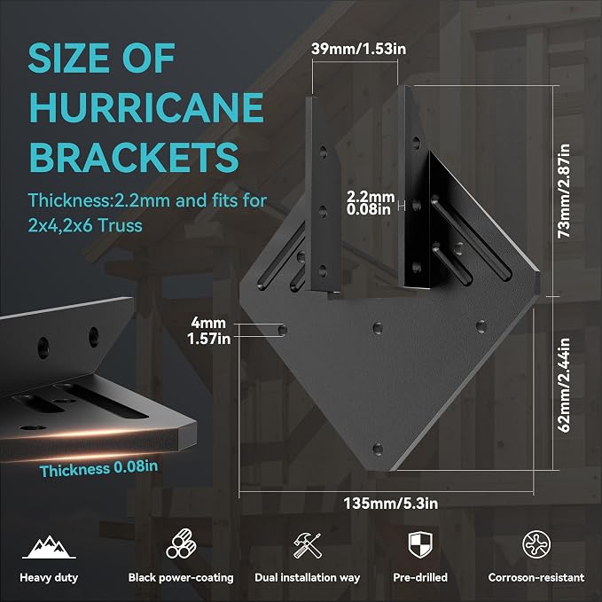 30 PCS Heavy Duty Black Hurricane Ties - Image 3