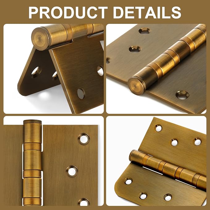 6 Pack 4 Inch Heavy Duty Door Hinges, Stainless Steel, Square and 5/8'' Radius - Image 4