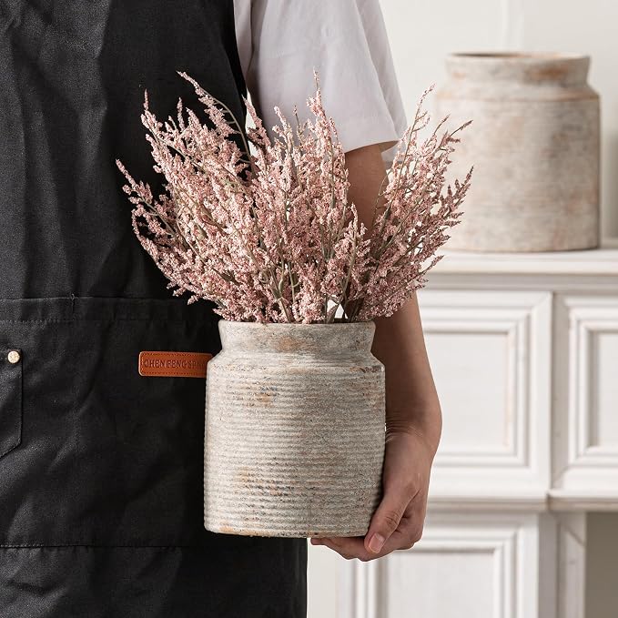 Ceramic Flower Vase 6.5 inch Farmhouse Rustic Vase - Image 3