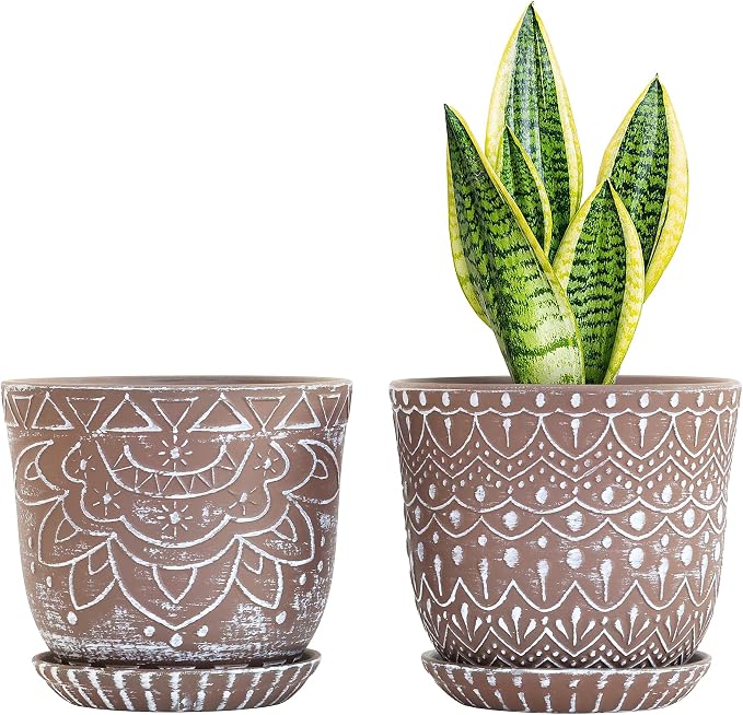 Gepege Ceramic Plant Pots, 6 Inch Indoor Planters by Gepege