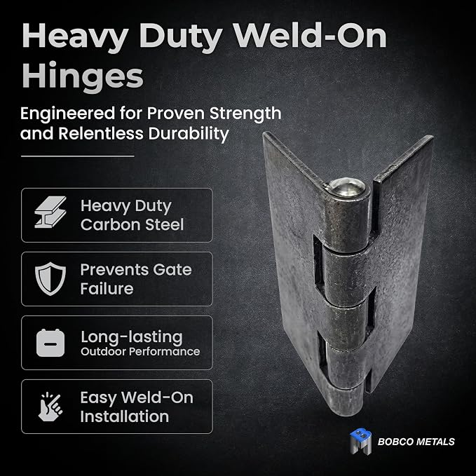 Heavy Duty Gate Hinges 4" x 4", 2 Pairs Weldable Hinges | 5/32" Thick Steel - Image 2