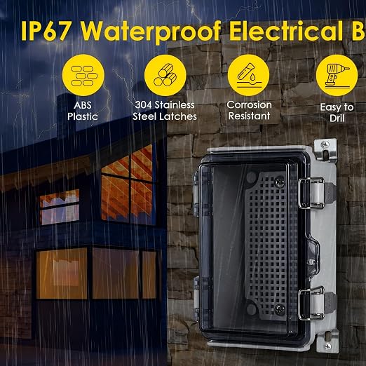 IP67 Outdoor Electrical Junction Box Waterproof 5.9"×3.9"×2.8" | Weatherproof - Image 2
