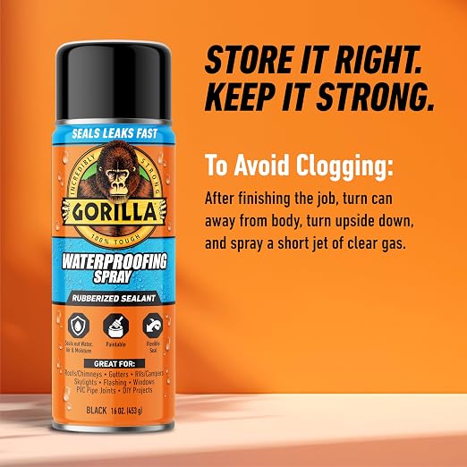 Gorilla Waterproofing Spray, 16 oz, Flexible Sealant | Rubberized Coating - Image 7