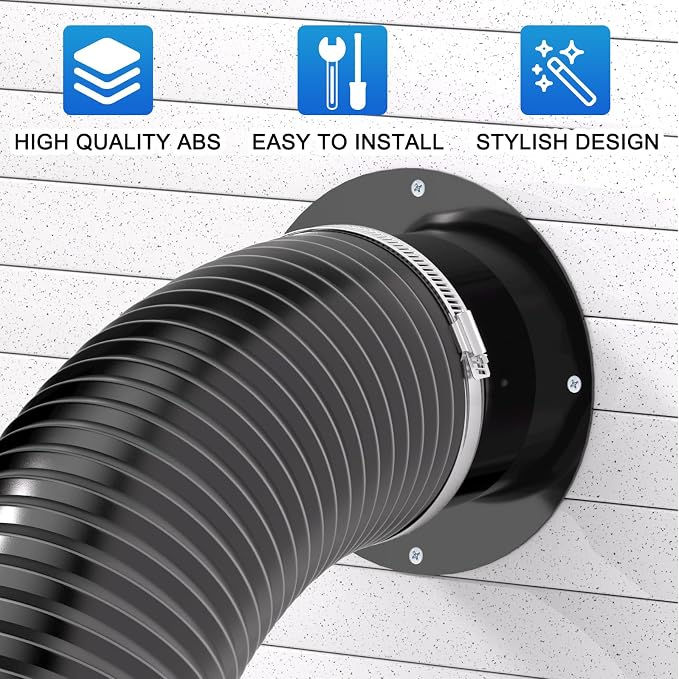Hon&Guan 6 Inch Duct Connector, 6 Inch Dust Collection Fittings Dryer Vent Wall - Image 2