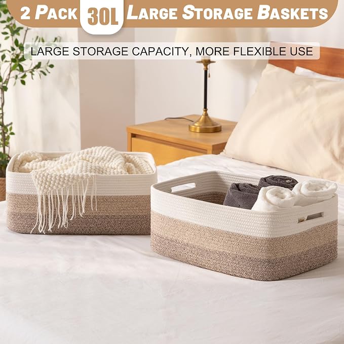 OIASKET Large Storage Basket for Organizing, Woven Rope Basket for Shelves - Image 5