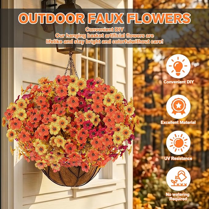 Artificial Flowers for Outdoor, Silk Flowers No Fade Fake Plastic Flowers Faux - Image 4