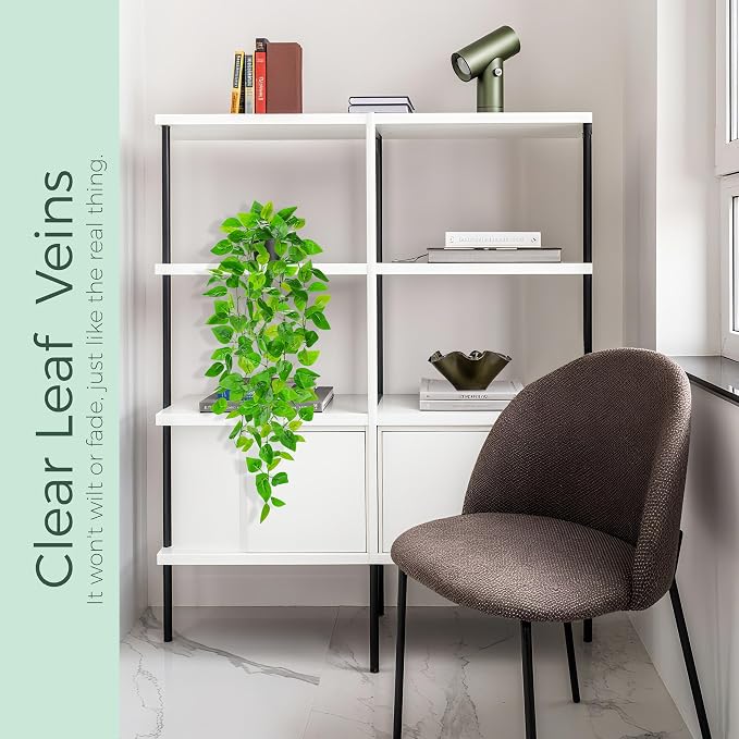 Der Rose 34" Fake Hanging Plant Artificial Pothos Vines Office Shelf Decor | - Image 4