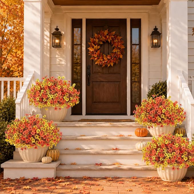 Artificial Fake Mums Flowers Plants - Image 9