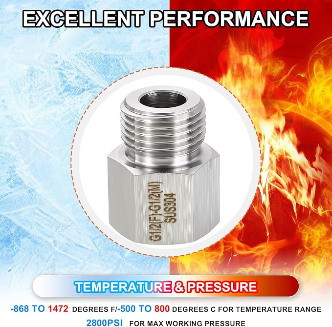 5 Pack 304 Stainless Steel FeMale to Male Adapter, 1/2" FeMale G x 1/2" Male G - Image 7