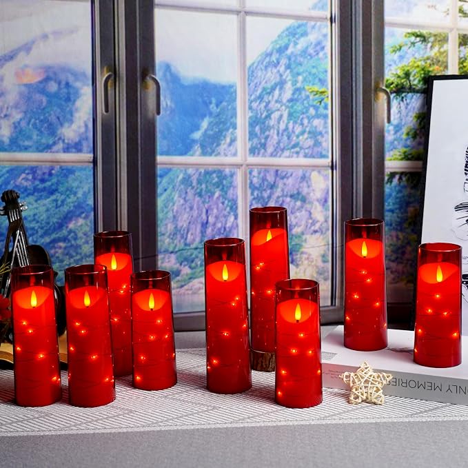 Eebuss Flameless Candles with Embedded Star String, Battery Operated LED Pillar - Image 3