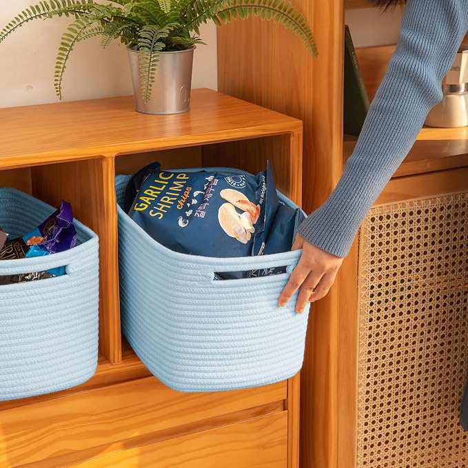 OIAHOMY 4 Pack Storage Baskets for Organizing 15L Storage Bins Light Blue | - Image 4
