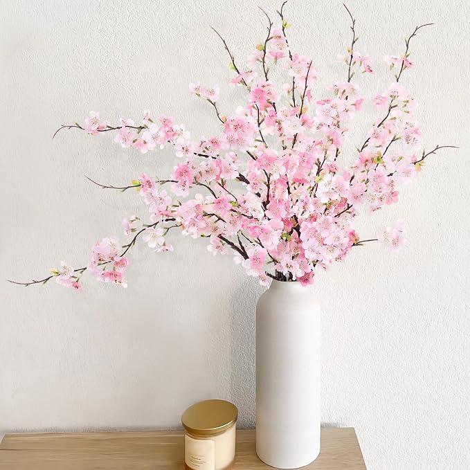 INXUGAO Artificial Cherry Blossom Branches Decor 6 PCS Fake Flowers Indoor | - Image 3