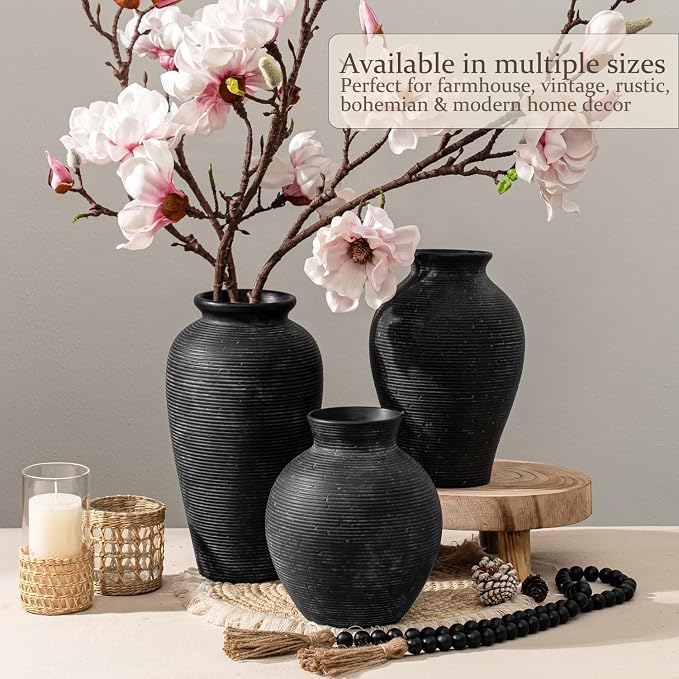 7.48 Inch Vintage Ceramic Flower Vase, Rustic Farmhouse Vase - Image 7