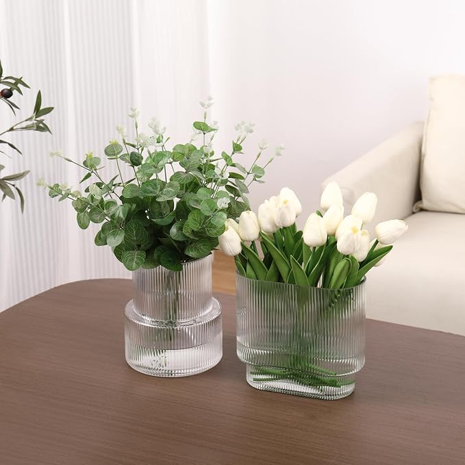 Ribbed Glass Vases, Modern Glass Vase - Image 7