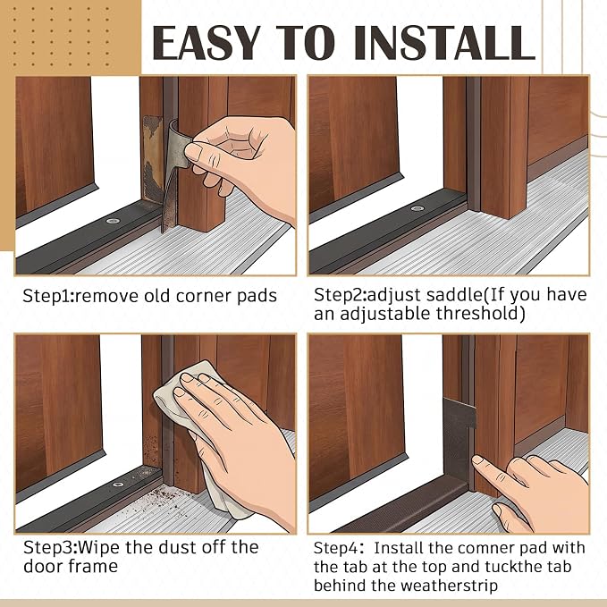 Zonon 4 Pcs Door Corner Seals Foam Innovation Brown | Self-adhesive Backing - Image 7