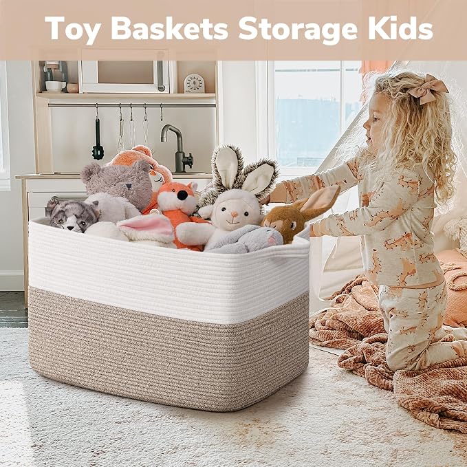 Goodpick 75L Extra Large Woven Blanket Basket, Light Brown | Decorative Storage - Image 4
