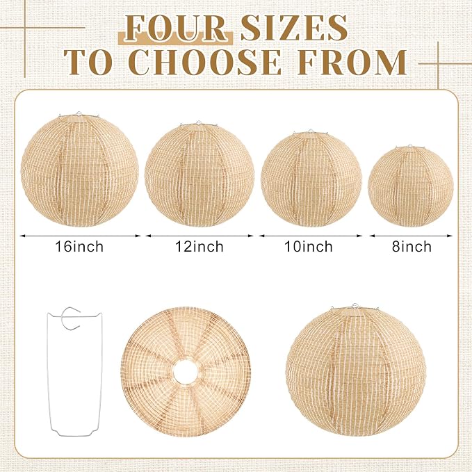 6 Pcs Print Burlap Paper Lanterns Classroom Decor, 16 Inch | Boho Hanging Decor - Image 2