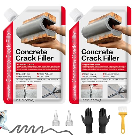 Concrete Crack Filler 2-Pack 2.2LB Grey | Self-Leveling, High Elasticity Cement by CtopoGo