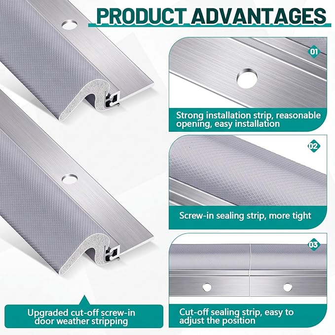 Yuntau 5 Pcs Screw on Door Weather Stripping 42" 36" Exterior Door Weather - Image 3