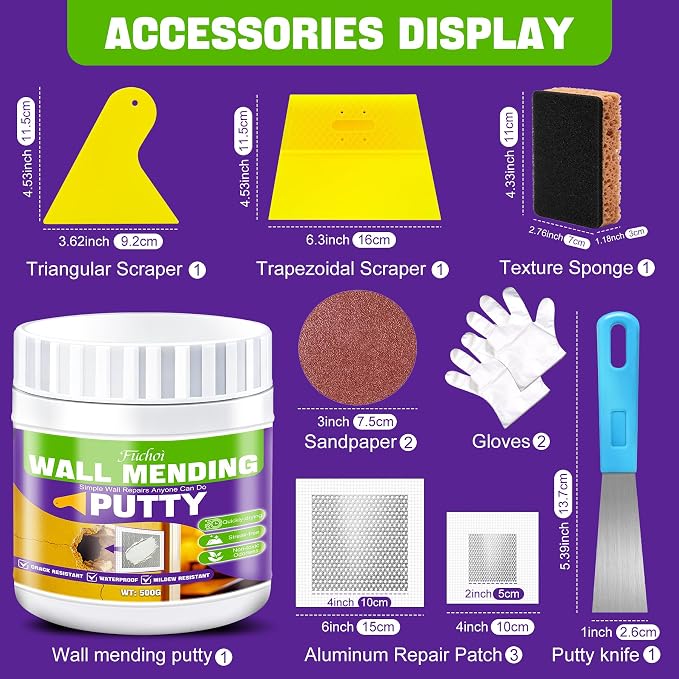 Drywall Repair Kit, 17.6oz Wall Spackle Paste, Drywall Hole Patch Repair Kit | - Image 6