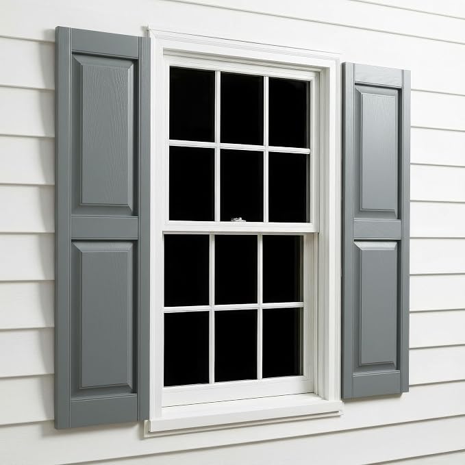 14 3/4"W x 63"H EverColor Raised Panel Exterior Vinyl Shutters, w/Installation by ArchitecturalDepot.com