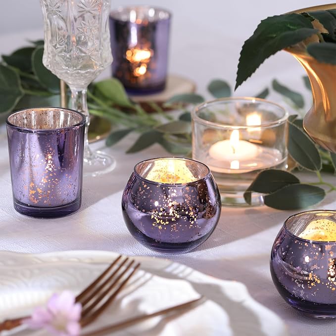 12 Pcs Assorsted Purple Votive Candle Holders - Image 5