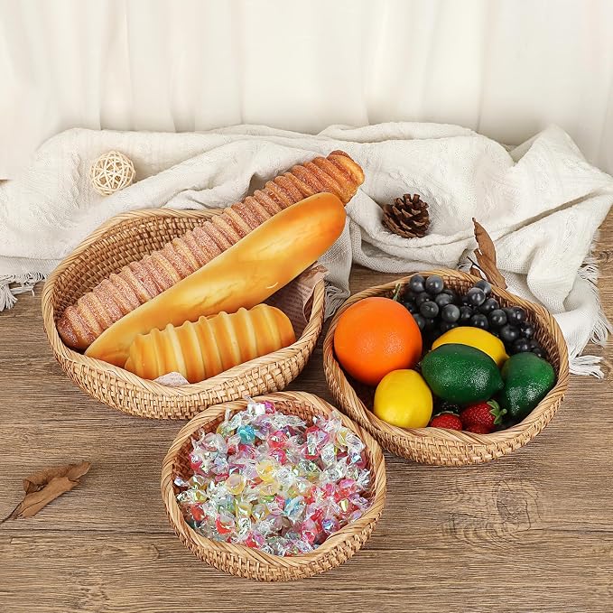 Hipiwe Natural Rattan Tray 8.5" Wicker Key Basket Bowl - Image 6