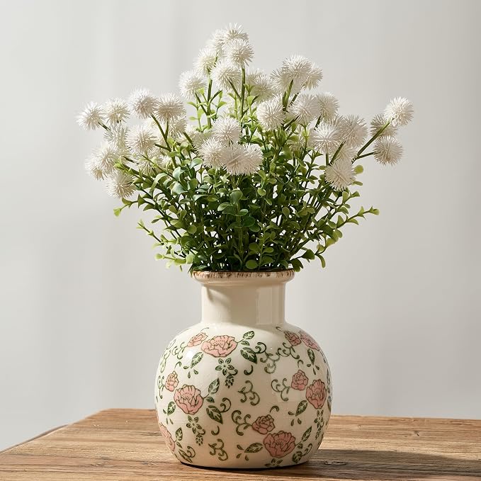SIDUCAL Ceramic Vintage Vase, 5.91 Inch Retro Ice Cracked Chinoiserie Floral - Image 5