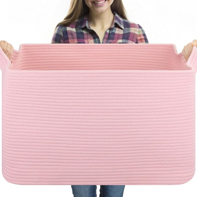 OIASKET 95L Extra Large Blanket Basket, Rectangle Nursery Blanket Storage by OIASKET