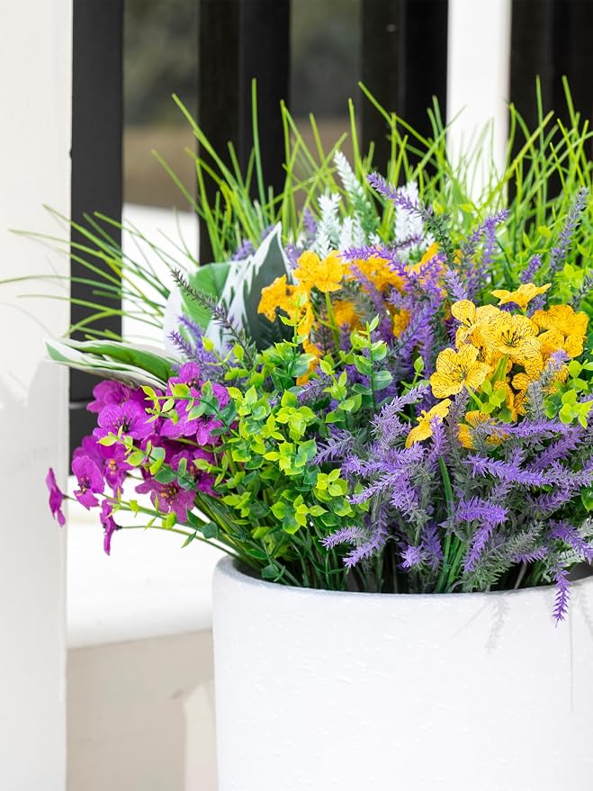 25PCS Artificial Plants Outdoor, Faux Lavender Flower Greenery Stem Outside | - Image 6