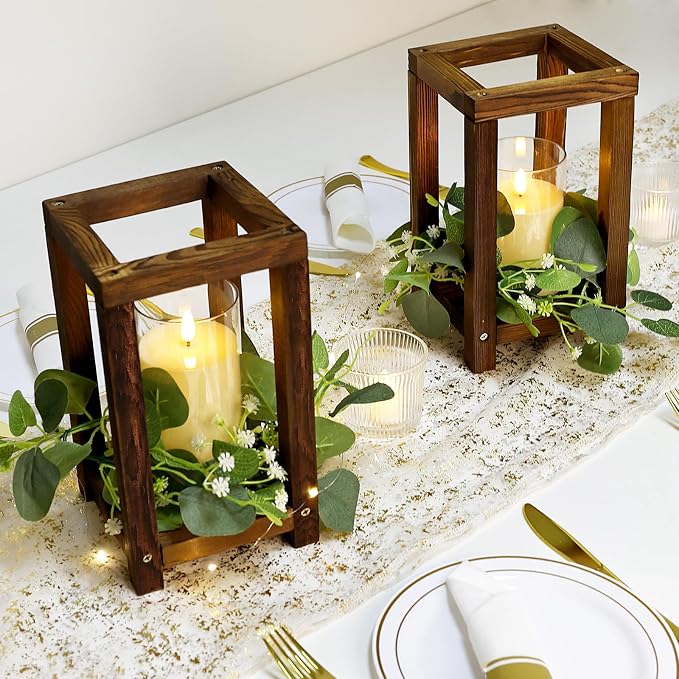18 Pcs Wooden Lantern Centerpiece - Image 6