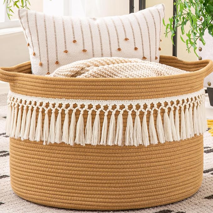 KAKAMAY Large Blanket Basket by KAKAMAY