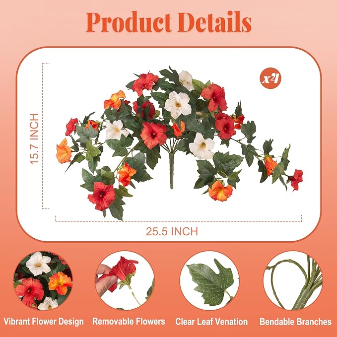Ammyoo Artificial Fall Flowers Fake Petunias Plants - Image 2