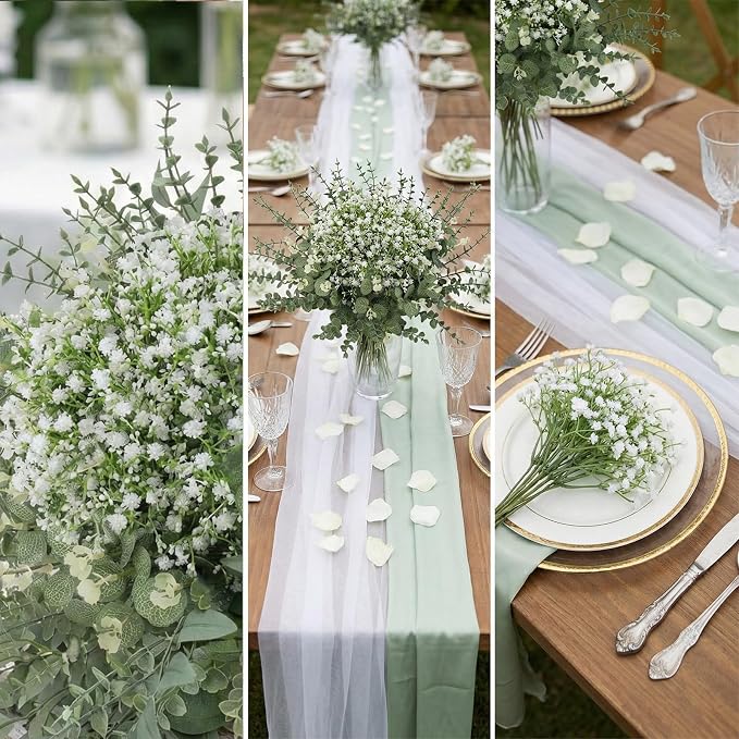 lovemoon 100 Pcs Mixed Greenery Artificial Eucalyptus Stems, Baby Breath - Image 4
