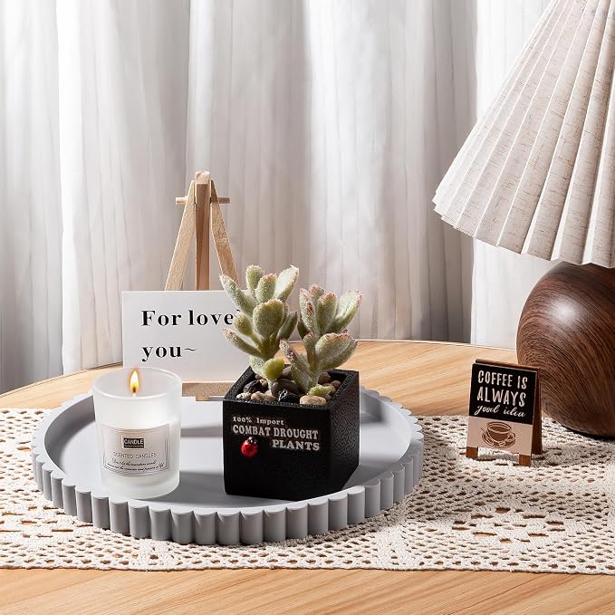 Round Bathroom Tray Perfume Organizer Coffee Table Decor, Heat-Resistant - Image 7